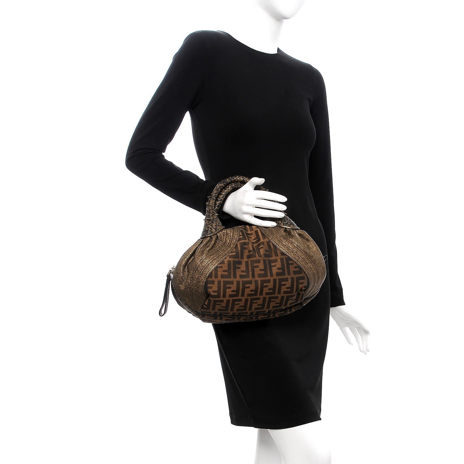 Fendi Zucca Goatskin Spy Bowler Tobacco Bronzo 2 of 7