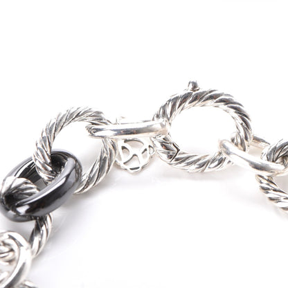 David Yurman Sterling Silver Ceramic 13mm Large Oval Link Bracelet Black 5 of 5