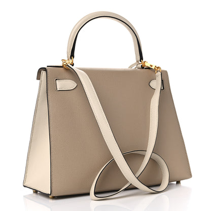 Hermes Epsom Bi-Color Horseshoe Kelly Sellier 28 Trench Craie 3 of 13