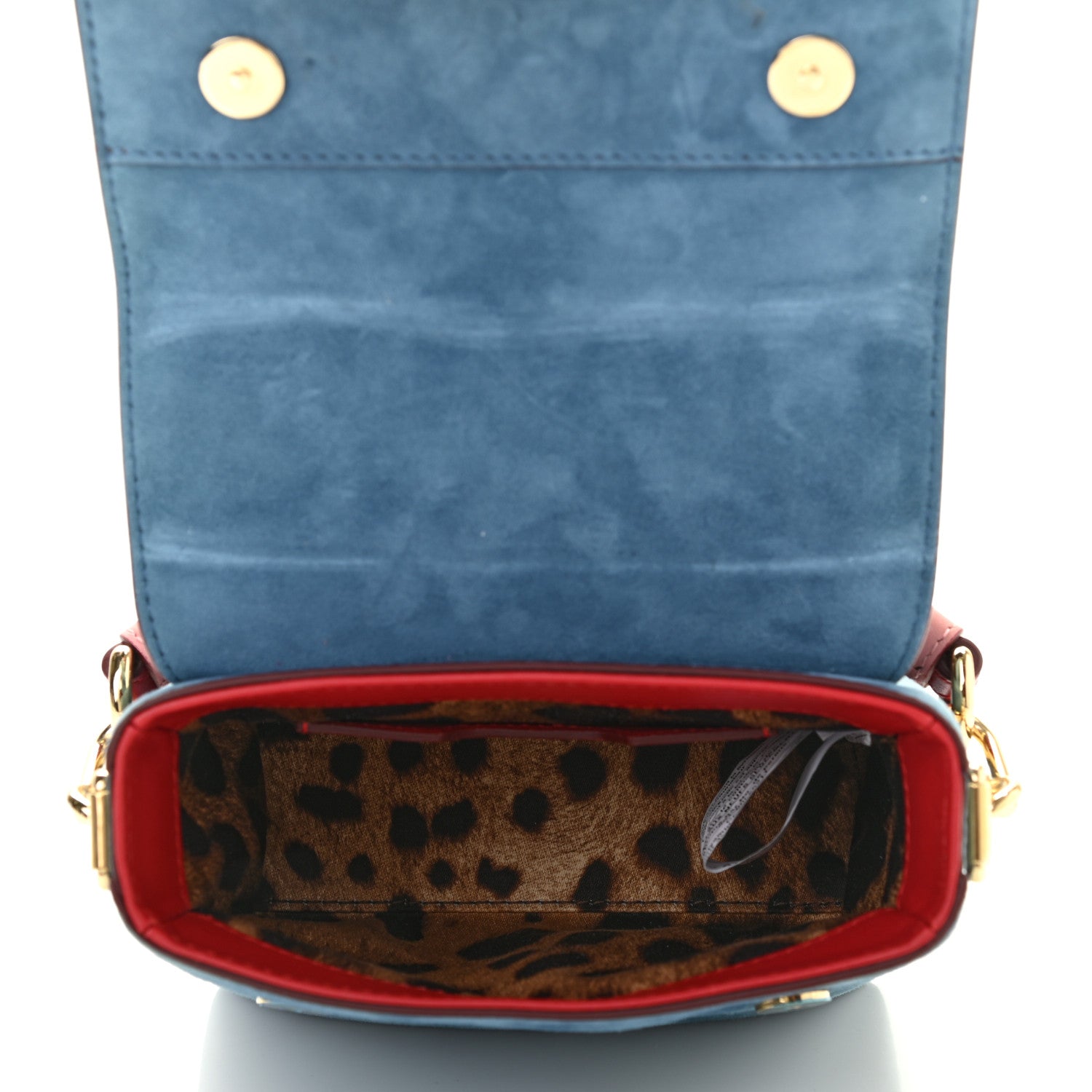 Dolce & Gabbana Suede Crystal Millennials Mini Top Handle Bag Blue Red 5 of 10