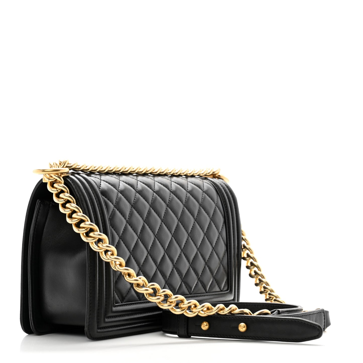 Lambskin Quilted Medium Boy Flap Black