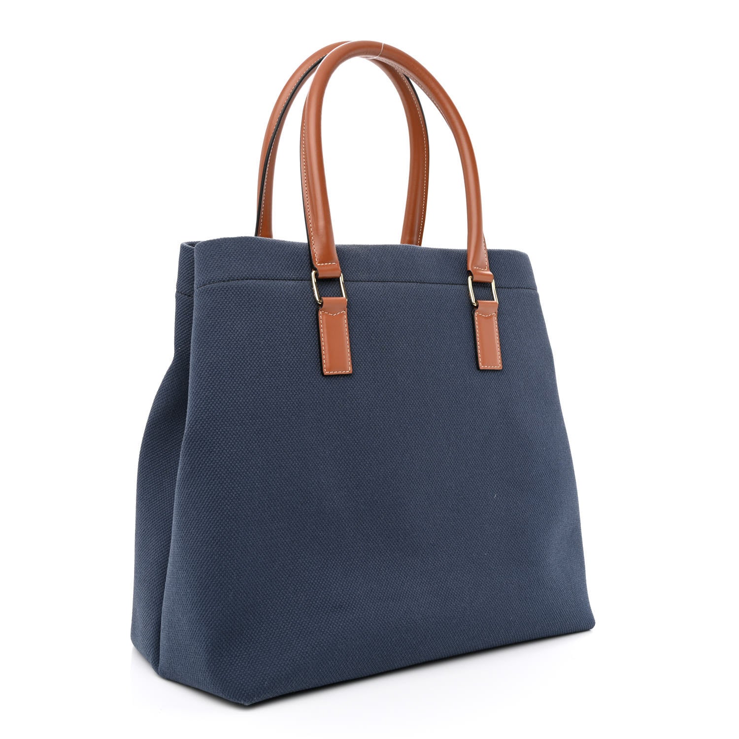 Celine Canvas Calfskin Horizontal Cabas Navy Tan 3 of 11