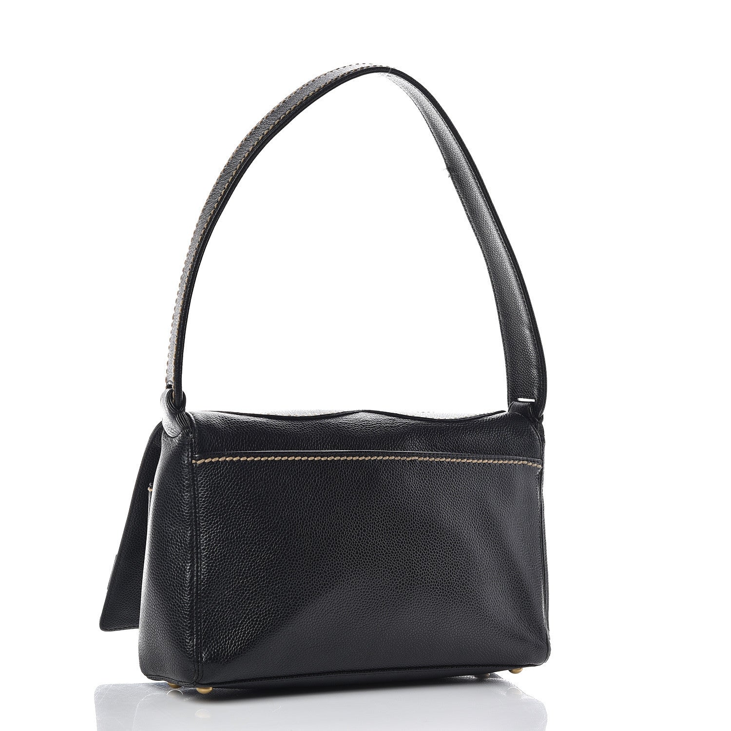 Chanel Caviar CC Stitched Medium Flap Shoulder Bag Black 3 of 15