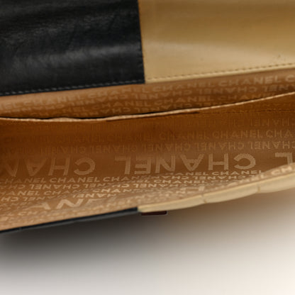 Chanel Lambskin Chocolate Bar Flap Clutch Bag Black Beige 5 of 10