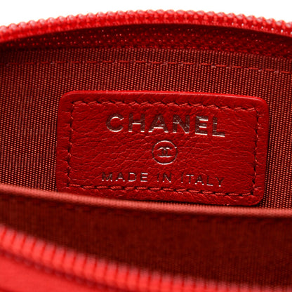 Chanel Caviar Quilted Boy Zip Around Coin Purse Wallet Red 6 of 7
