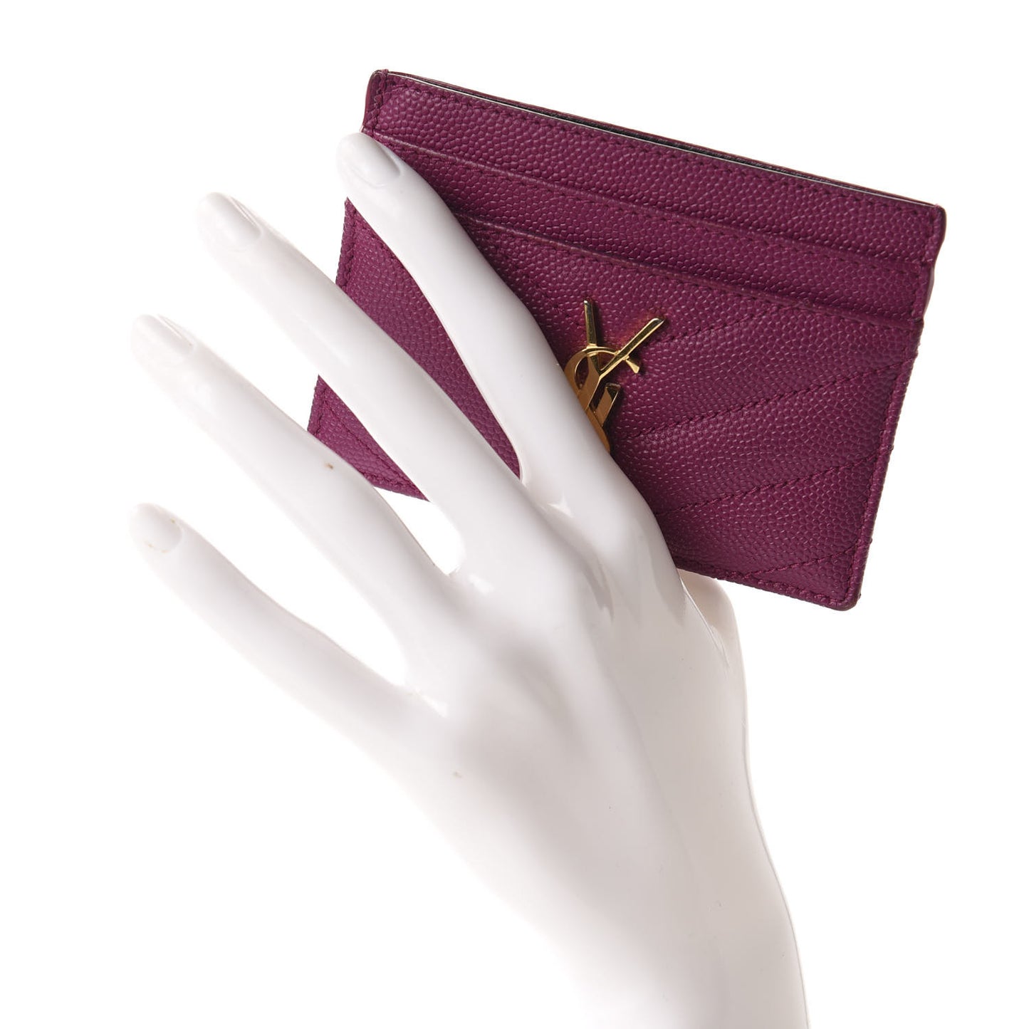Grain De Poudre Matelasse Chevron Monogram Credit Card Case Dark Grape