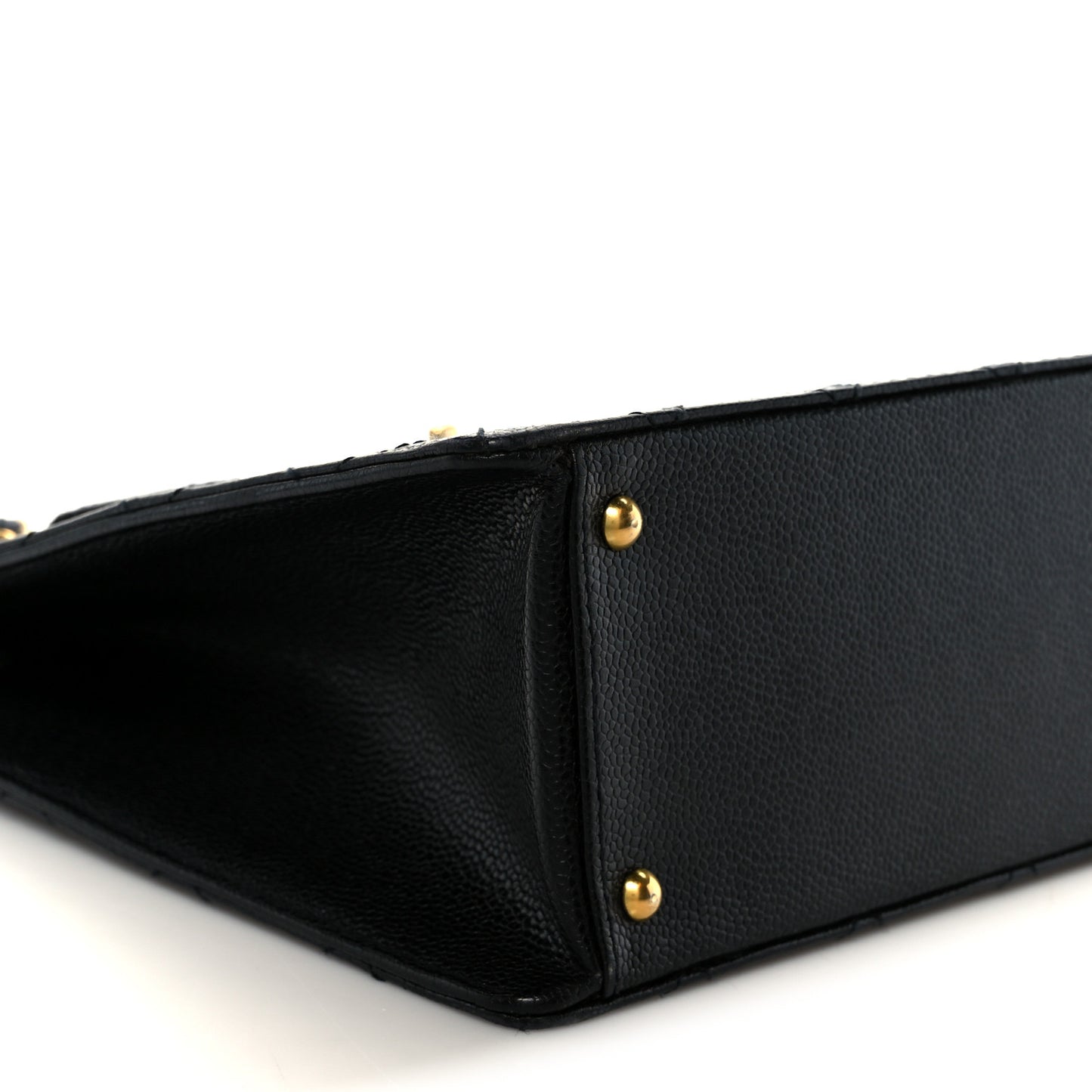 Caviar Quilted Flap Shopping Tote Black