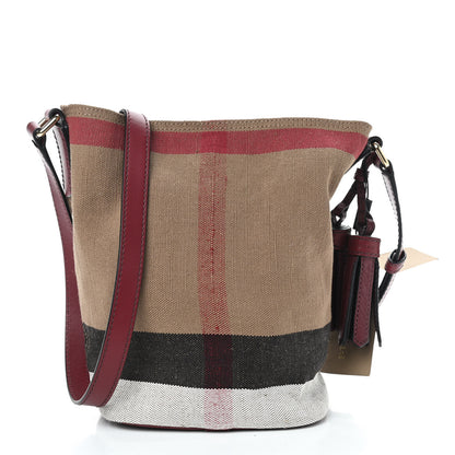 Burberry Canvas Mega Check Mini Ashby Tassel Crossbody Burgundy Red 3 of 10