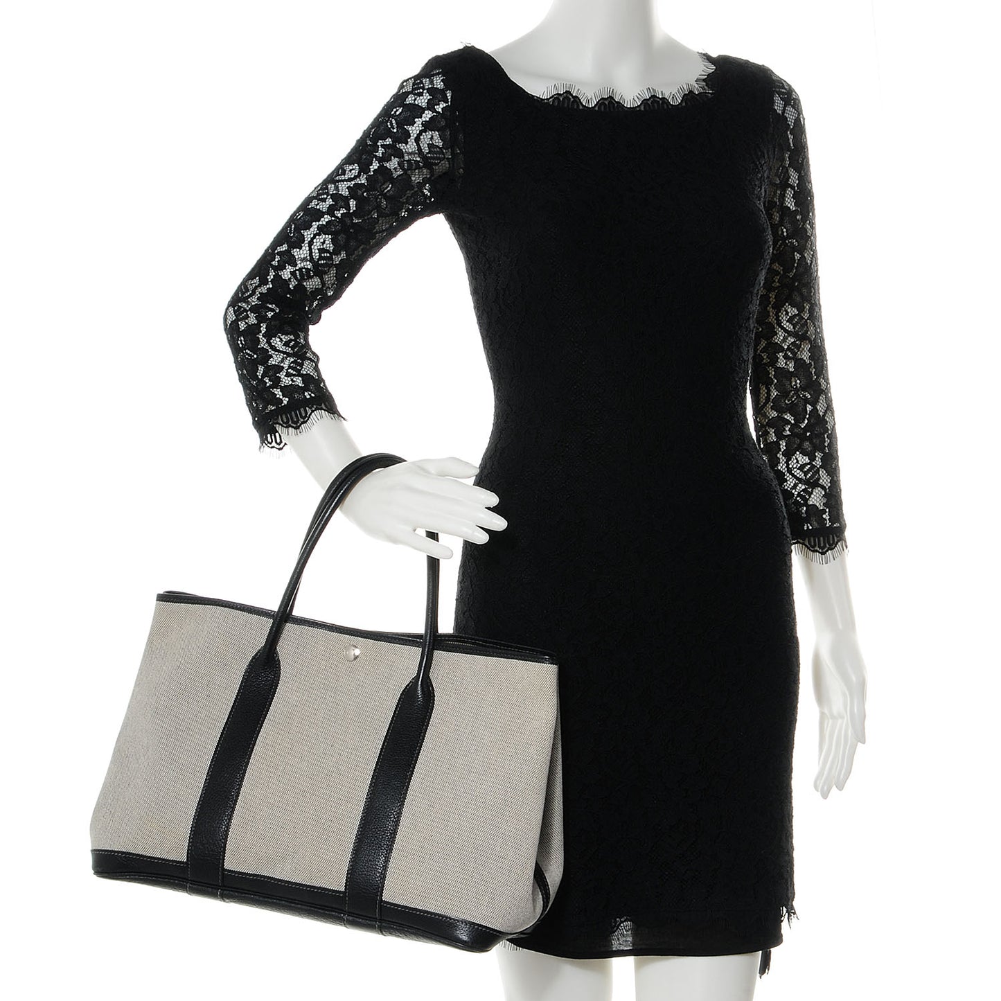 Toile Leather Garden Party MM Tote Black