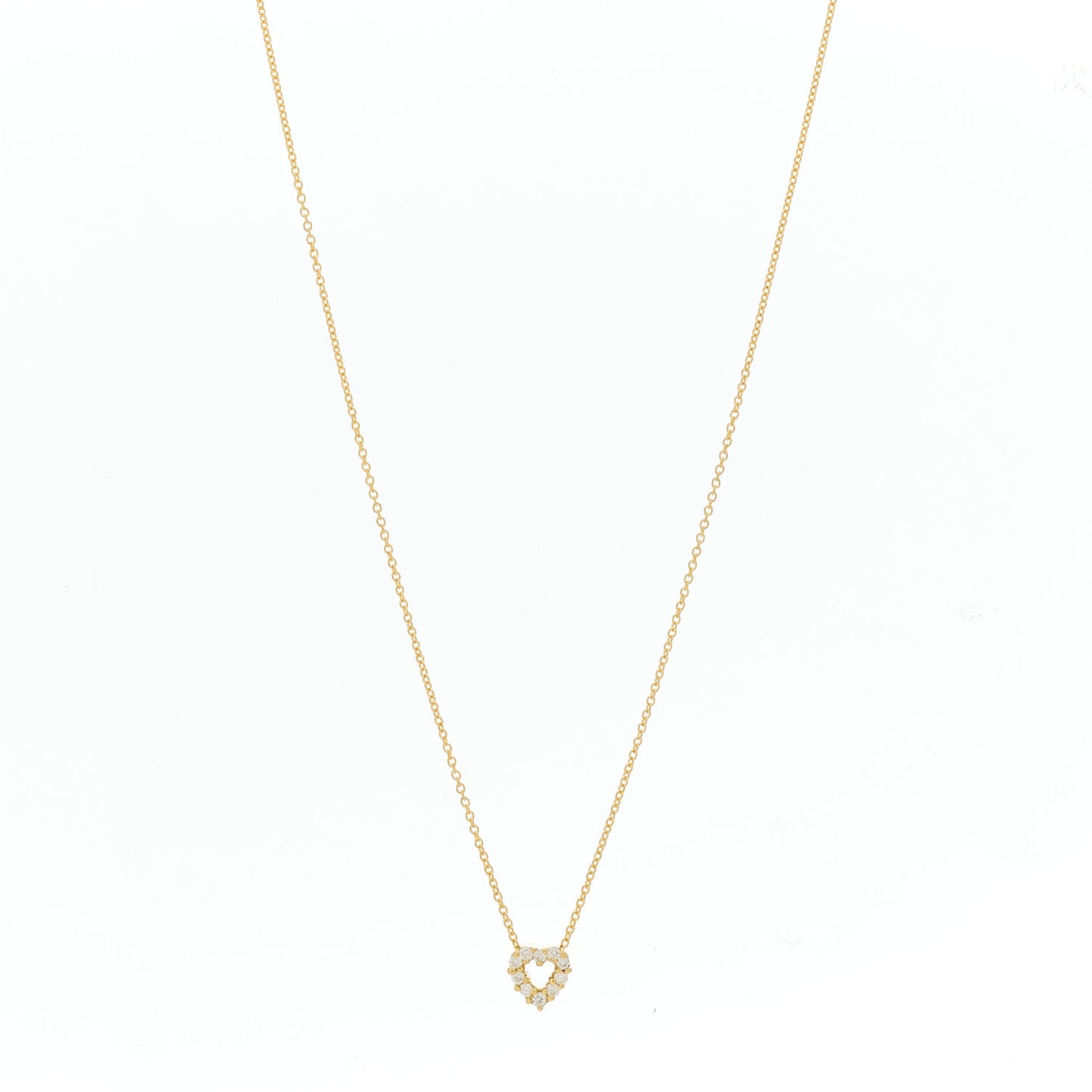 18K Yellow Gold Diamond Tiny Treasures Heart Pendant Necklace