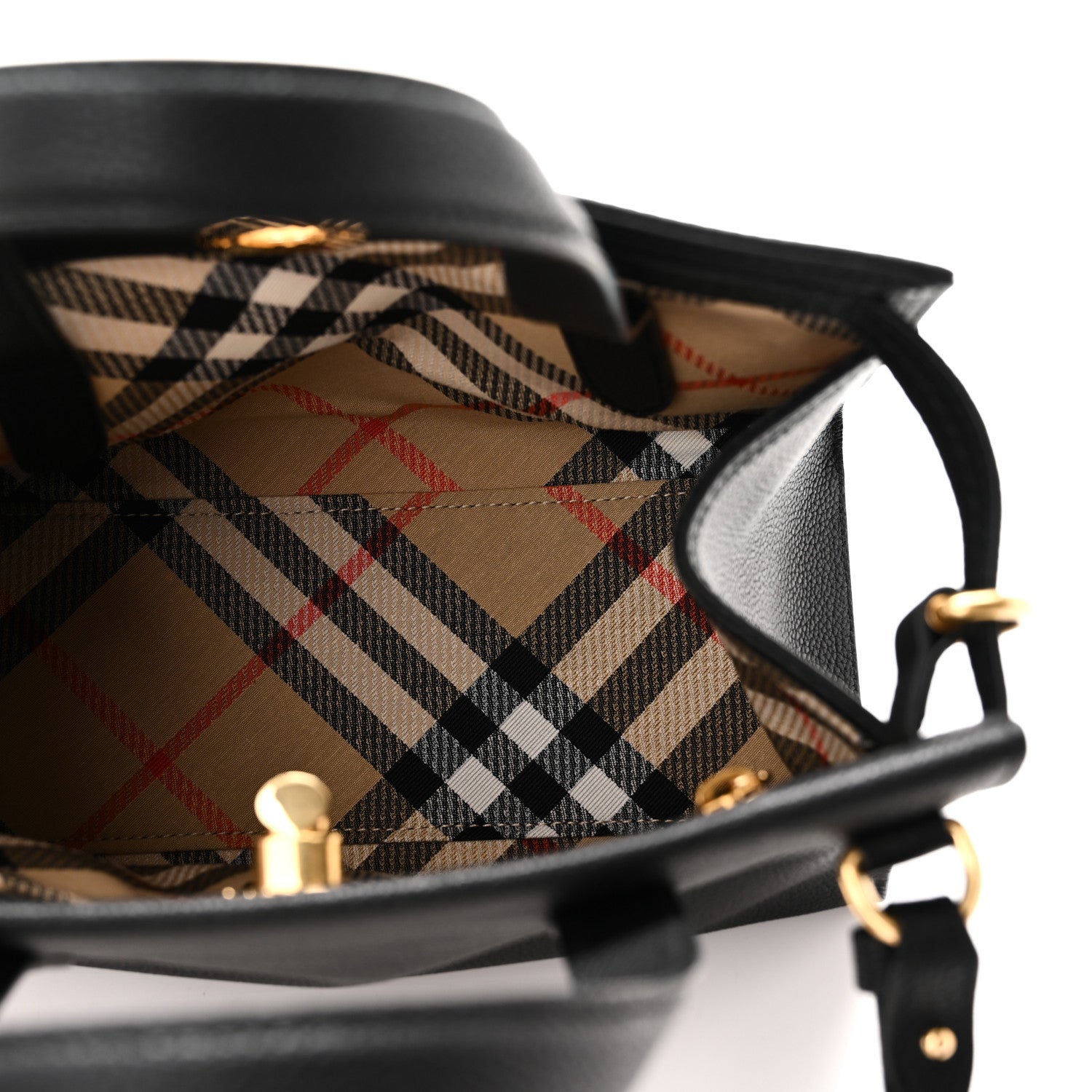 Burberry Grainy Calfskin Nova Check Mini Cotswolds Tote Black 5 of 9