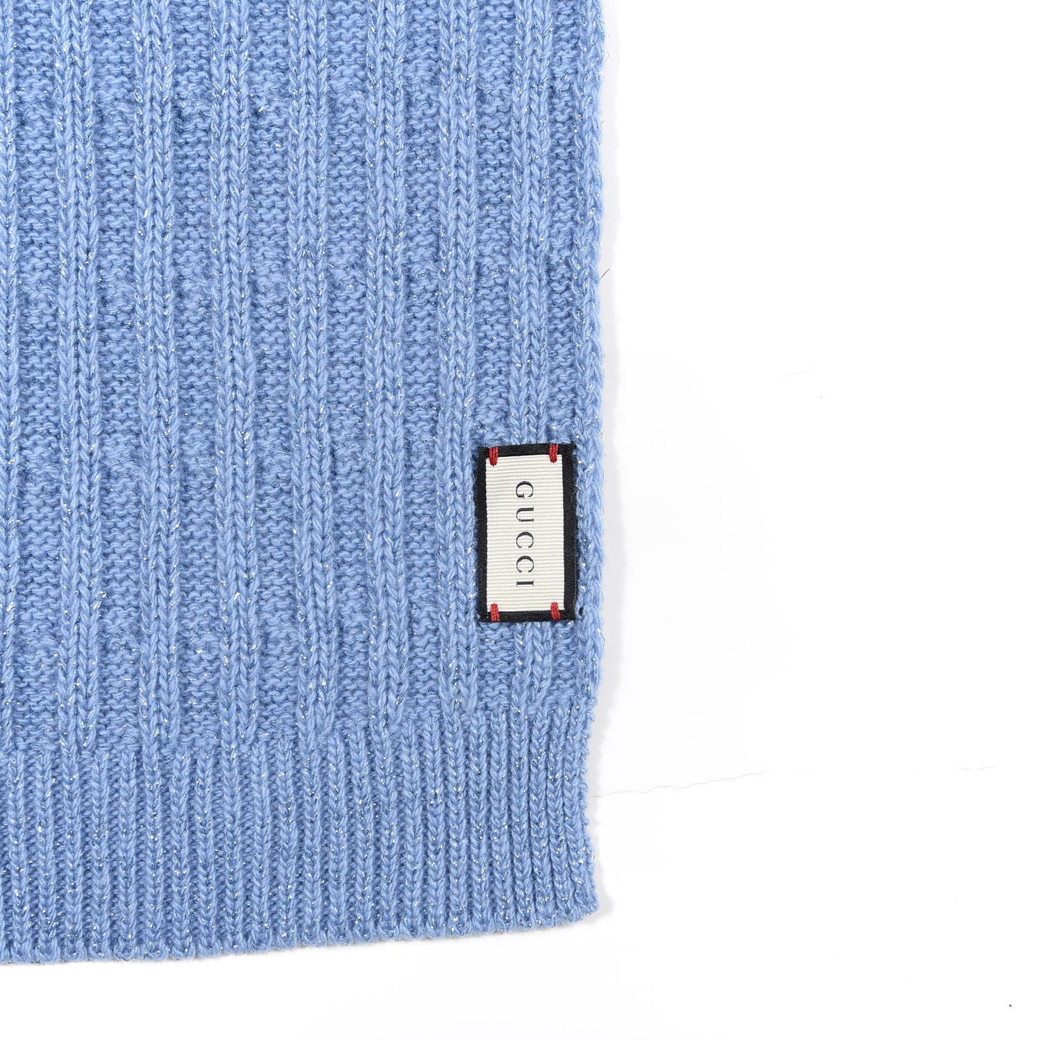 Gucci Wool Knit Shine Reg Scarf Bluette Sky Blue 3 of 4