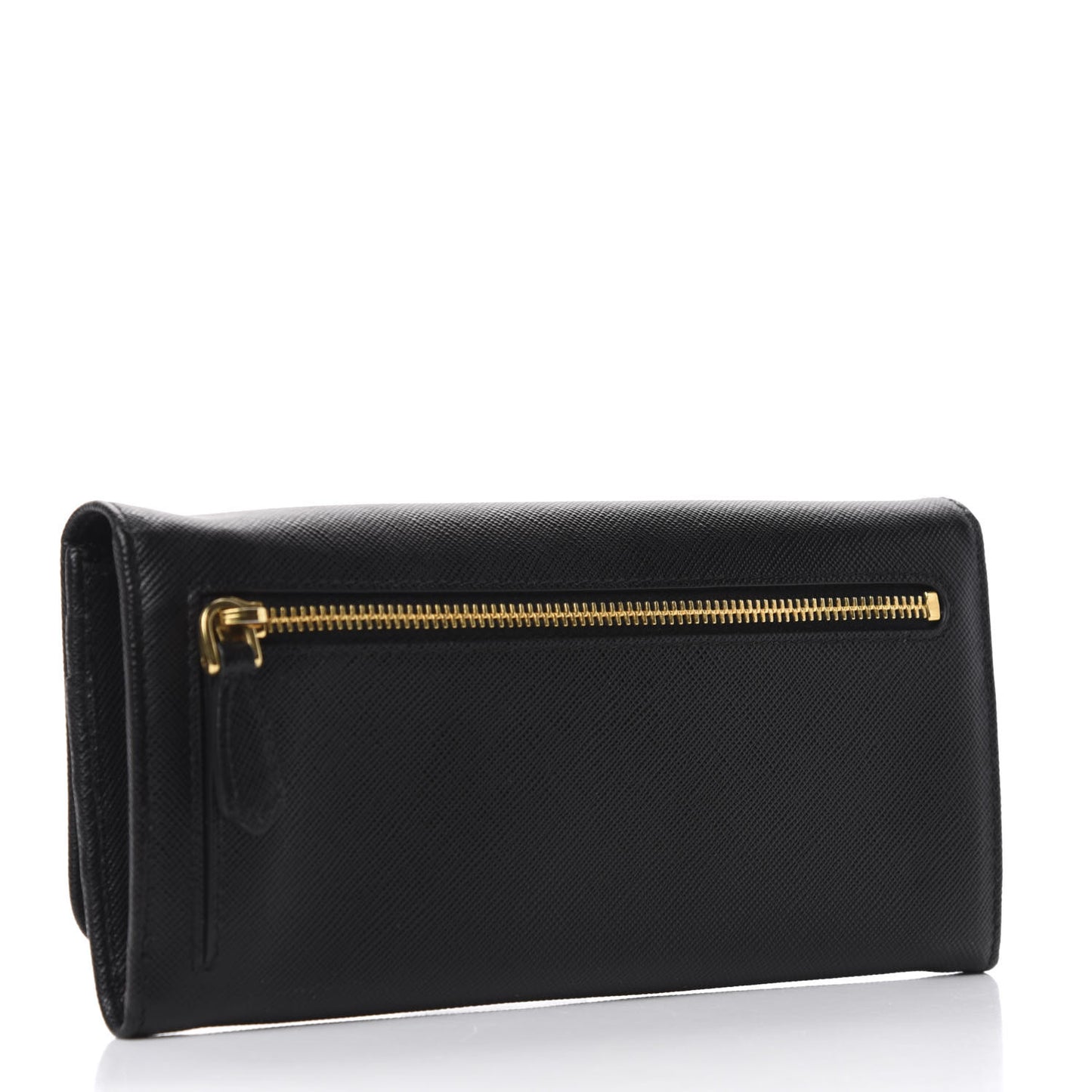 Saffiano Metal Continental Flap Wallet Black