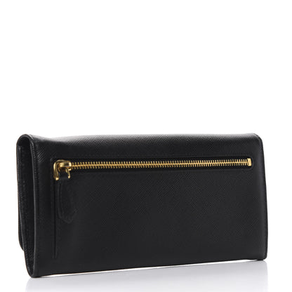 Prada Saffiano Metal Continental Flap Wallet Black 3 of 7