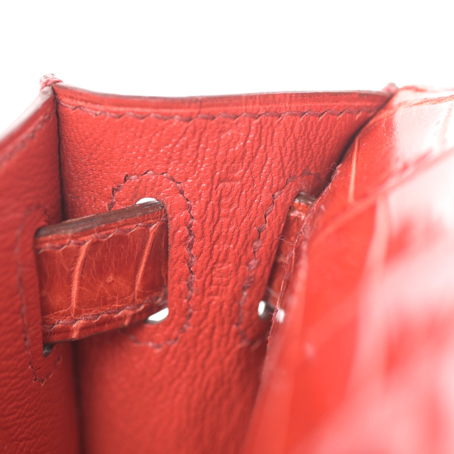 Hermes Shiny Porosus Crocodile Kelly Cut Pochette Sanguine 20 of 30