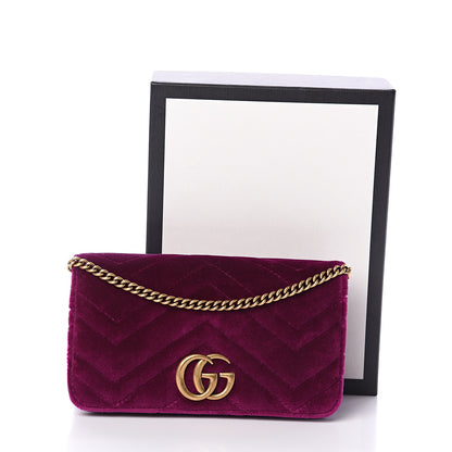 Gucci Velvet Matelasse GG Marmont Mini Bag Fuchsia Violet Cyclamen 8 of 8