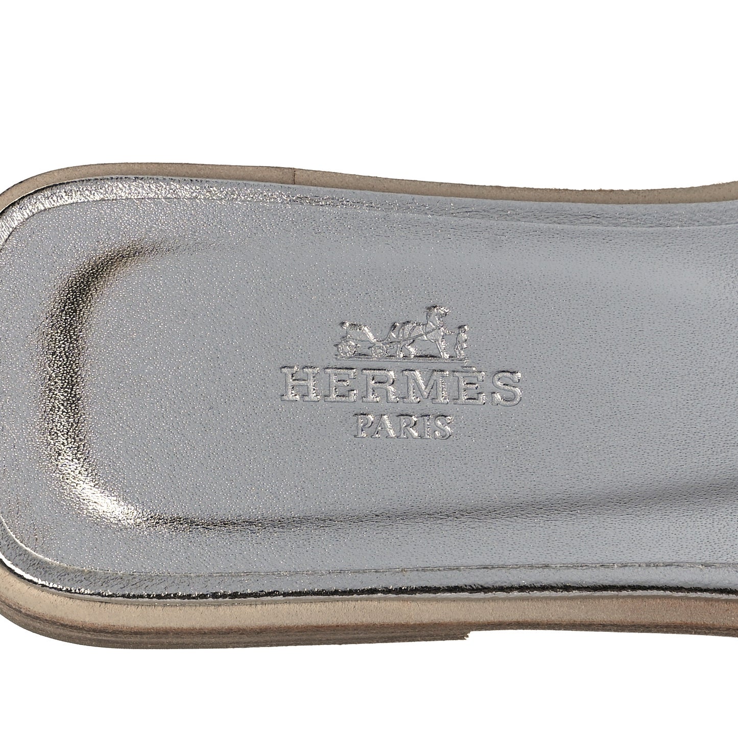 Metallic Nappa Box Oran Sandals 36.5 White Gris Argente