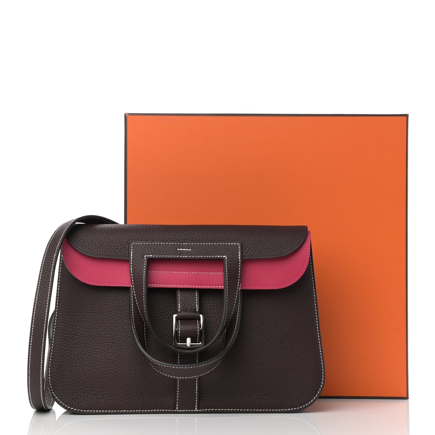 Hermes Taurillon Clemence Verso Halzan 31 GM Rouge Sellier Framboise 11 of 11