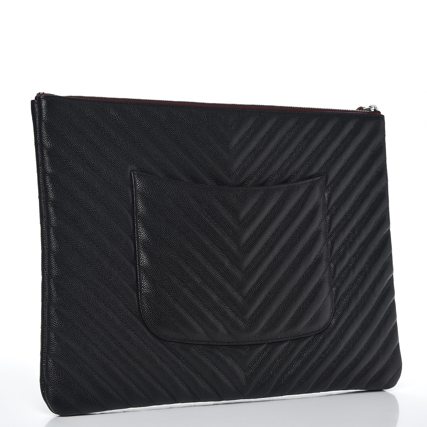 Chanel Caviar Chevron Quilted Large Cosmetic Case Black 3 of 7