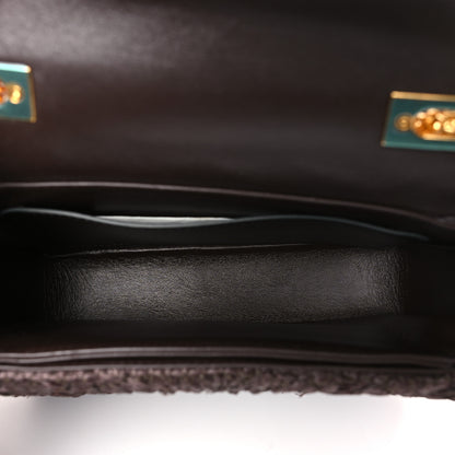 Valentino Garavani Raffia One Stud Chain Clutch Dark Brown 5 of 8