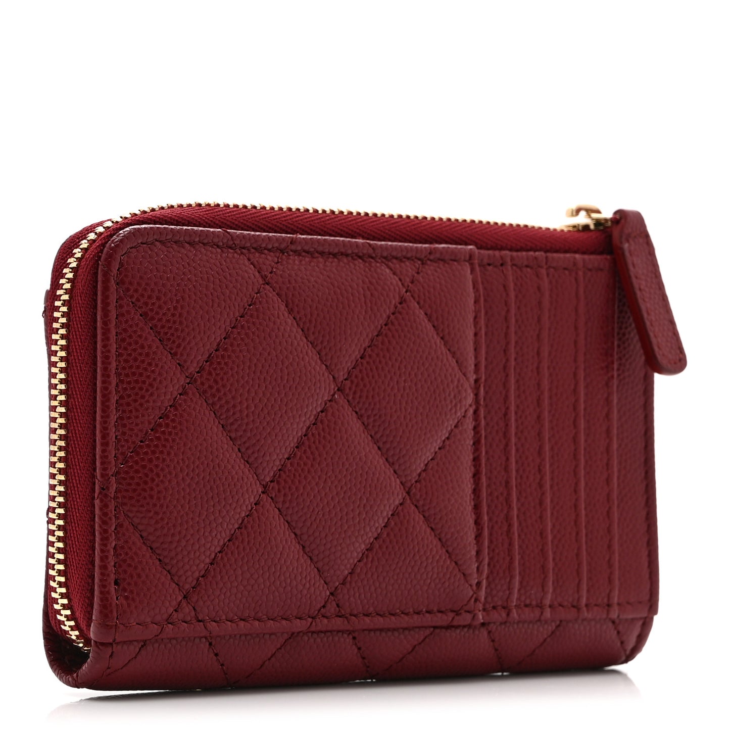 Caviar Quilted CC Zip Around Card Holder Red Red