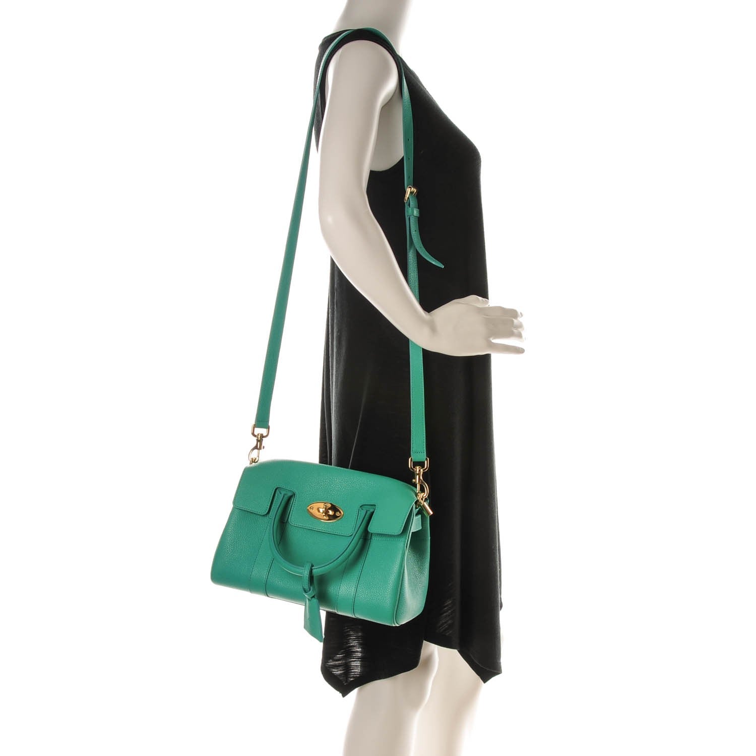 Mulberry Classic Grain Small Bayswater Satchel Aqua Green 2 of 7