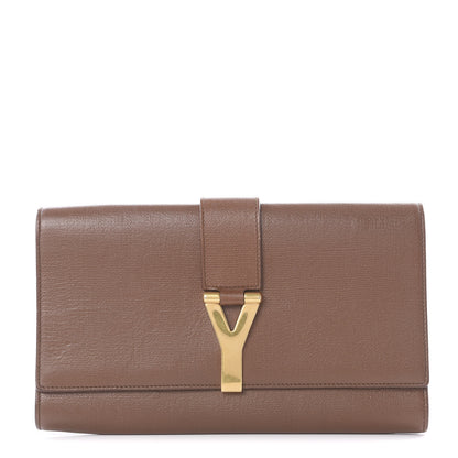 Saint Laurent Textured Calfskin Y Ligne Clutch Brown 1 of 9