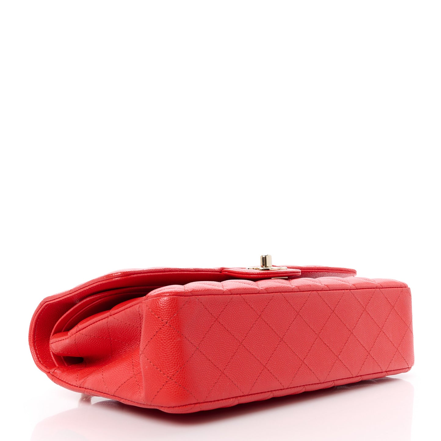 Caviar Quilted Medium Double Flap Red