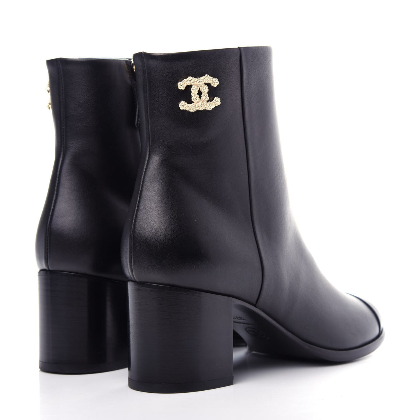 Calfskin CC Ankle Boots 37.5 Black