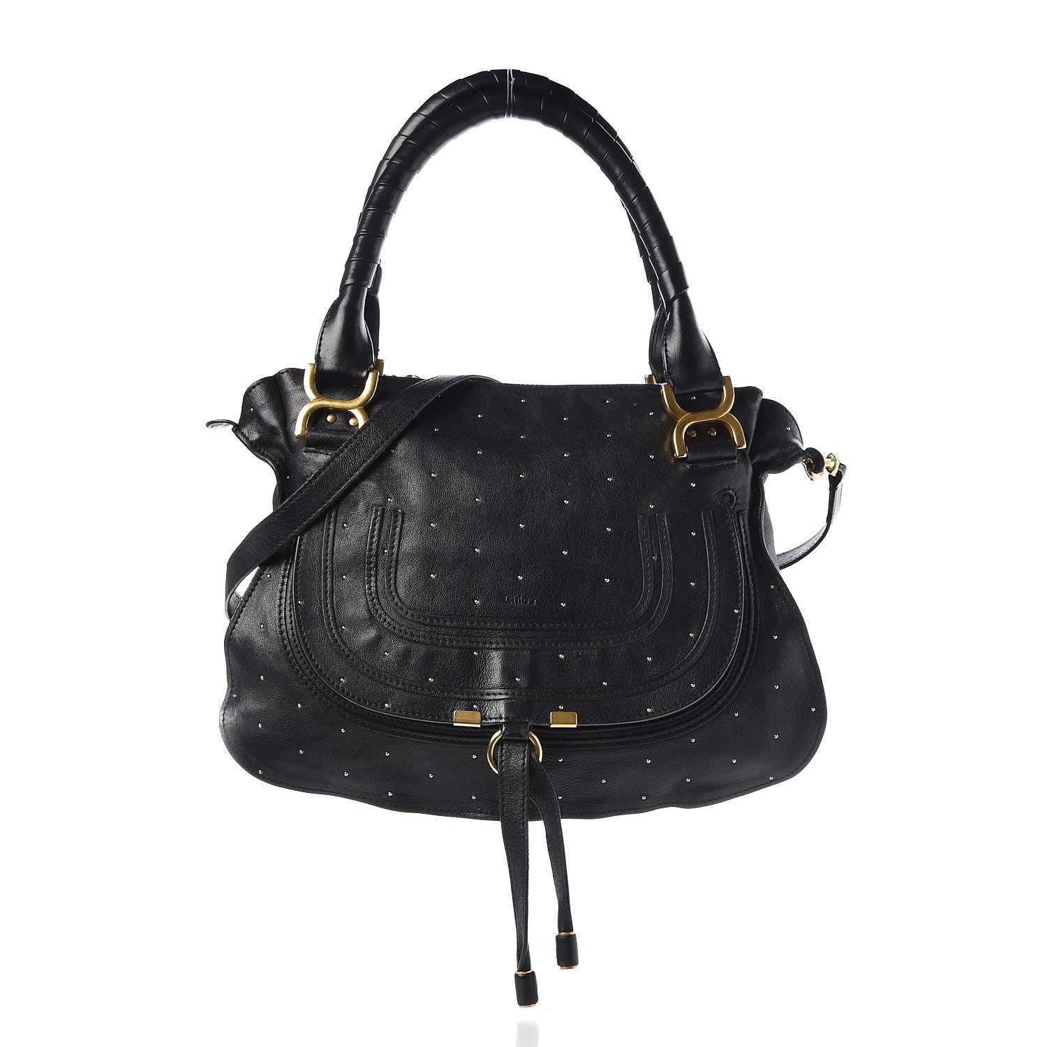Chloe Calfskin Studded Medium Marcie Satchel Black 1 of 11