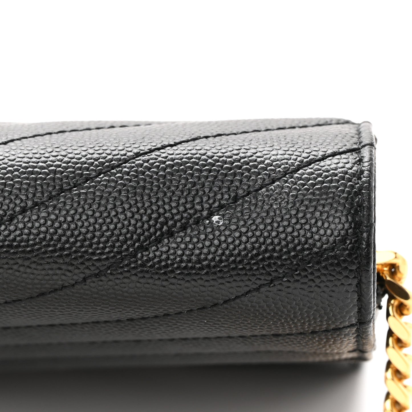 Grain De Poudre Matelasse Chevron Monogram Chain Wallet Black