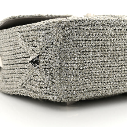 Valentino Garavani Metallic Lurex Knit Large Roman Stud Shoulder Bag Silver 8 of 11