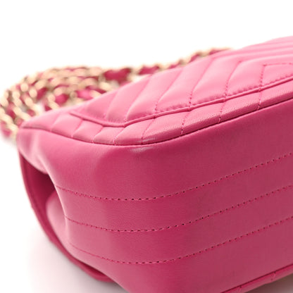 Chanel Lambskin Chevron Quilted Mini Square Flap Fuchsia 12 of 16