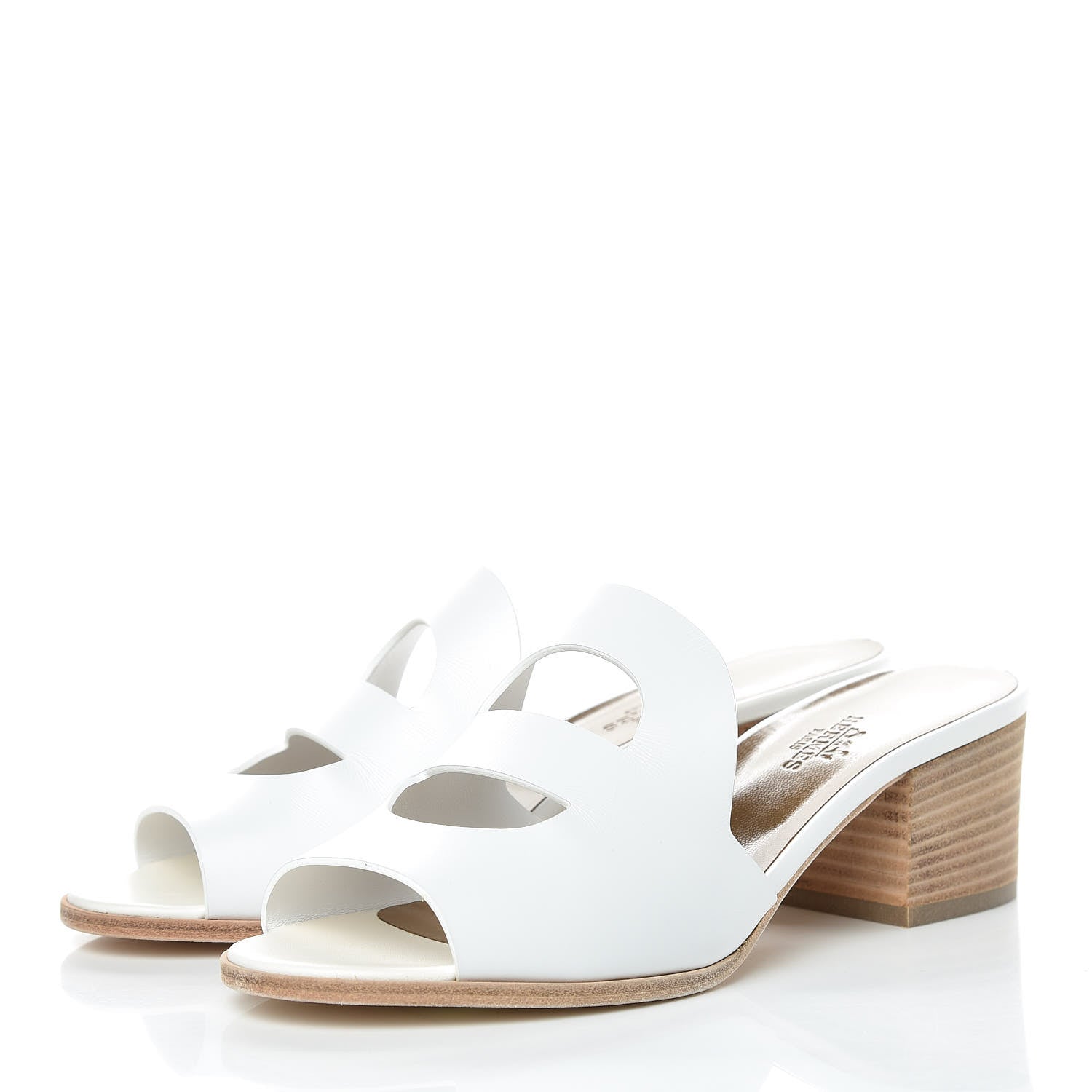 Hermes Calfskin Mona Sandals 37 White 3 of 10