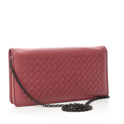 Bottega Veneta Nappa Intrecciato Continental Wallet on Chain Rose Pink 3 of 14