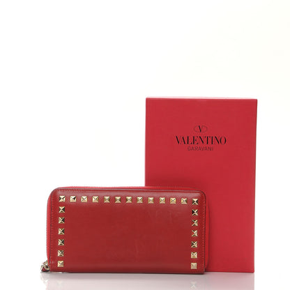 Valentino Garavani Calfskin Rockstud Zip Around Wallet Rosso Valentino 8 of 13