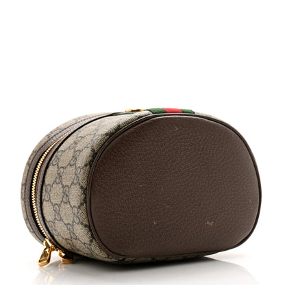 Gucci GG Supreme Monogram Textured Calfskin Web Ophidia Vanity Cosmetic Case Beige Ebony New Acero 4 of 8
