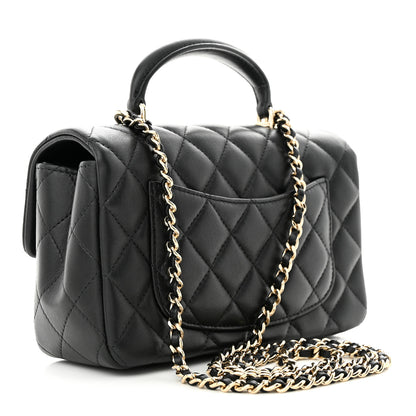 Chanel Lambskin Quilted Mini Top Handle Rectangular Flap Black 4 of 11