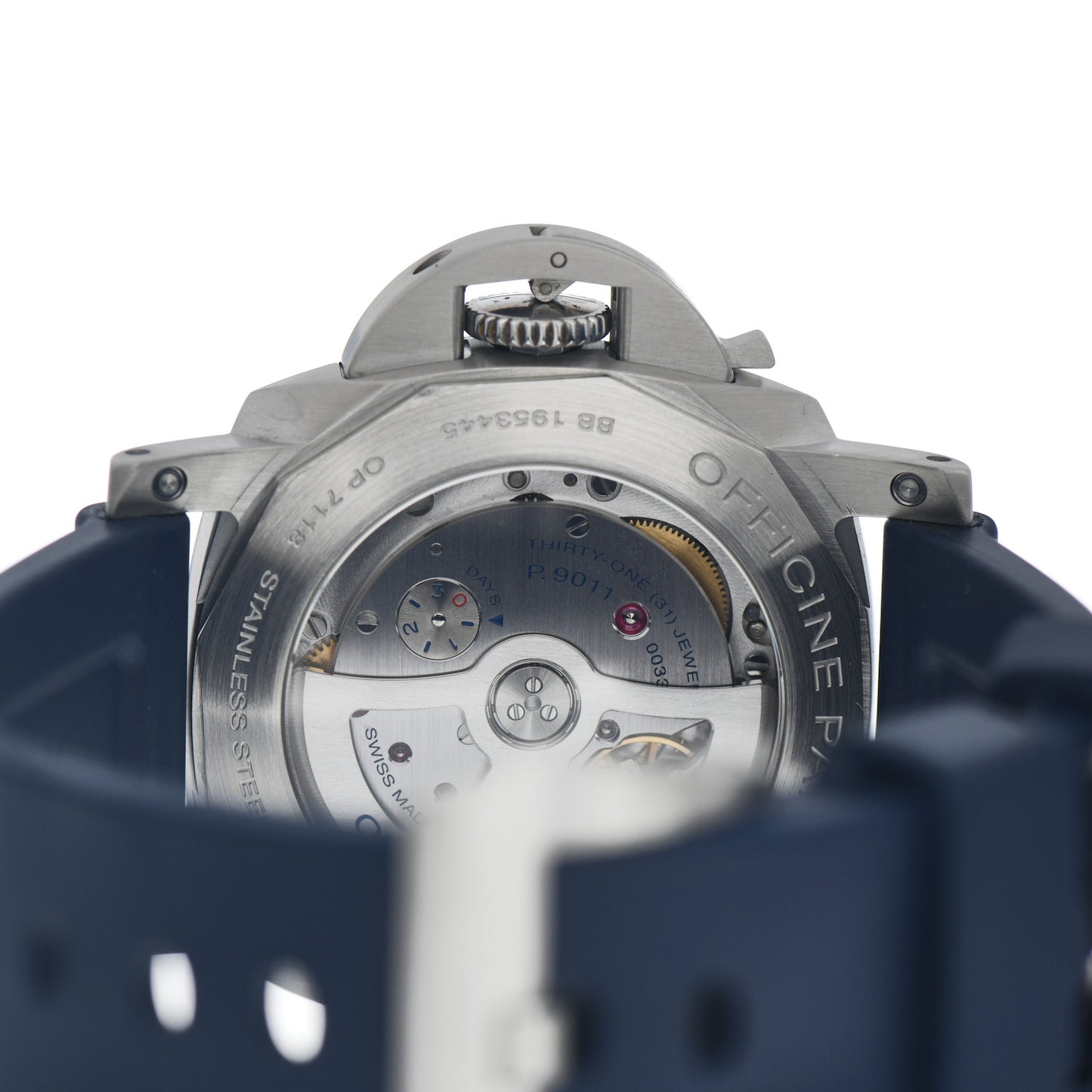 Stainless Steel Rubber 44mm Luminor 1950 GMT Automatic Watch Blue PAM01033