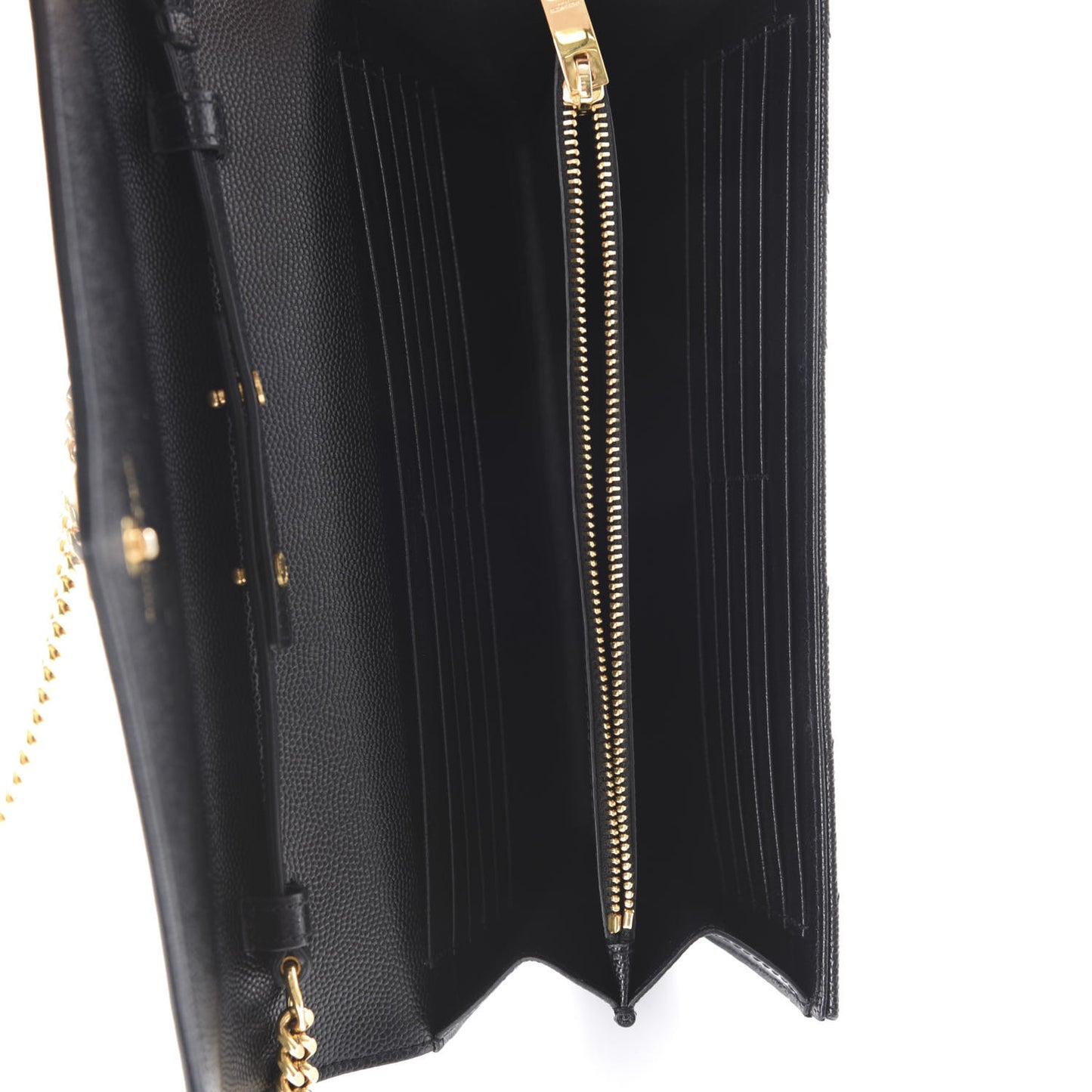 Grain De Poudre Matelasse Chevron Monogram Chain Wallet Black