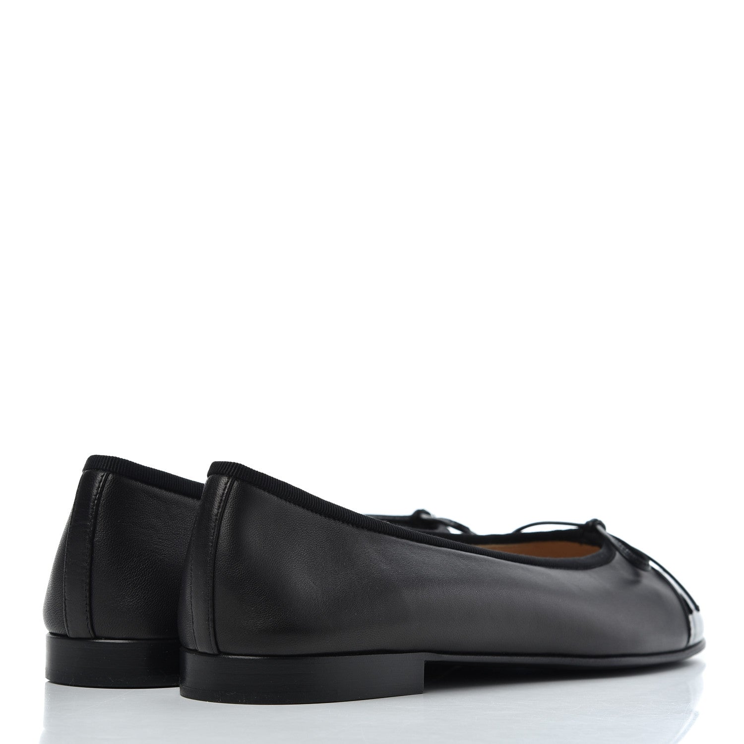 Chanel Lambskin Patent Calfskin CC Cap Toe Ballerina Flats 39 Black 4 of 16