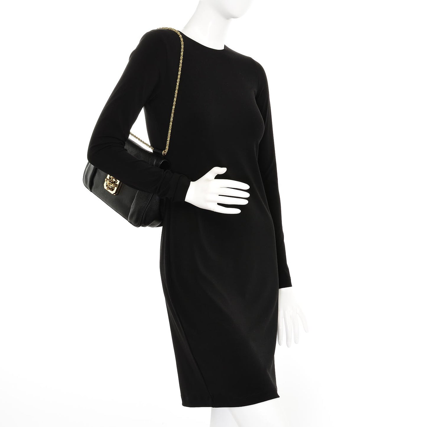 Calfskin Medium Elsie Shoulder Bag Black