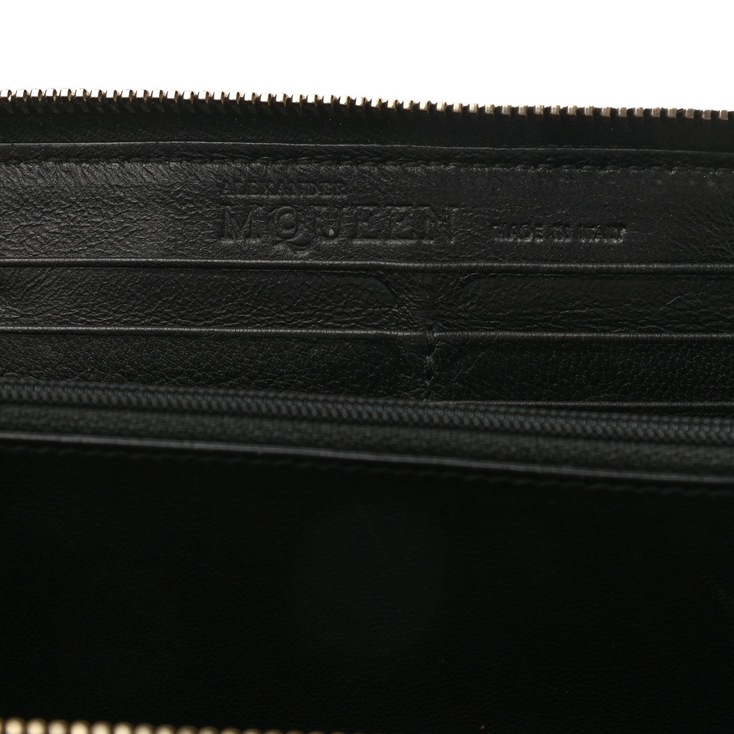 Alexander McQueen Embossed Calfskin Rib Cage Zip Around Wallet Black 6 of 8