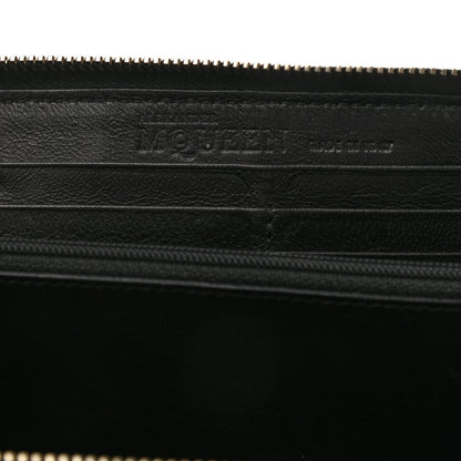 Alexander McQueen Embossed Calfskin Rib Cage Zip Around Wallet Black 6 of 8