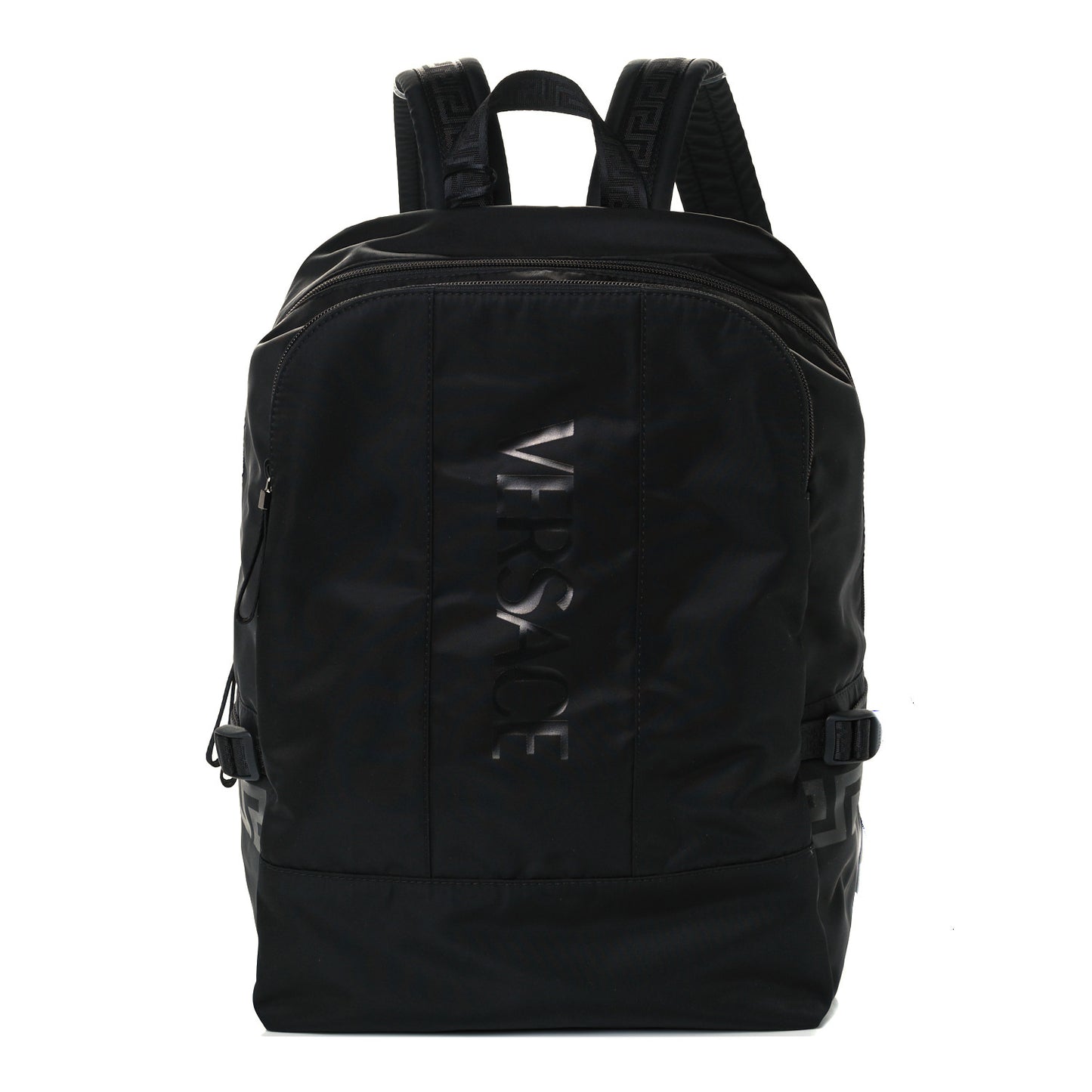 Nylon La Greca Logo Backpack Black