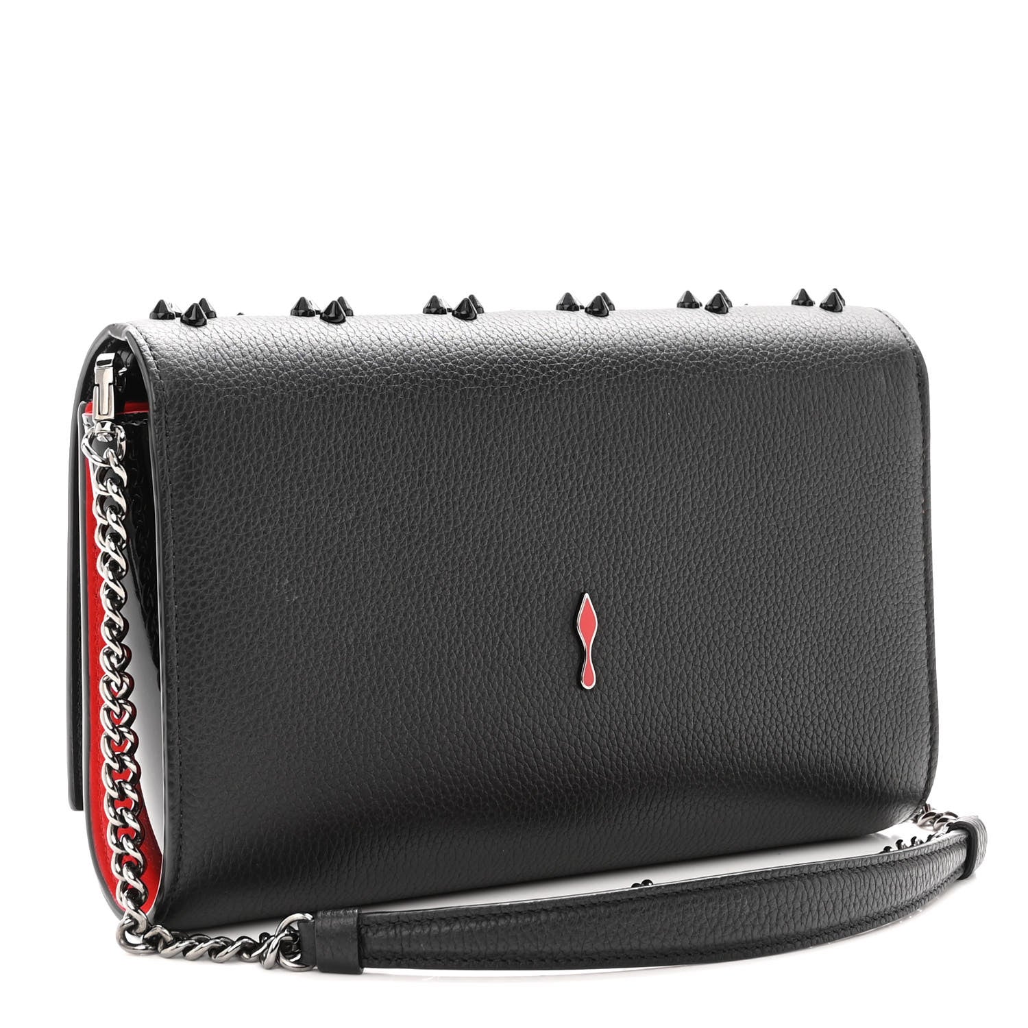 Christian Louboutin Calfskin Spikes Loubinthesky Paloma Clutch Black 3 of 10