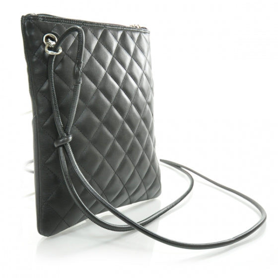Calfskin Quilted Cambon Messenger Black White
