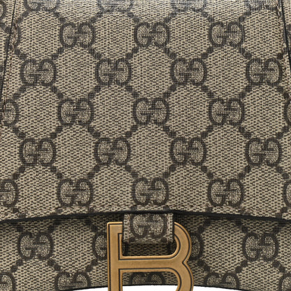 Balenciaga X GUCCI GG Supreme Monogram Small Hourglass Top Handle Bag Beige Ebony 7 of 9