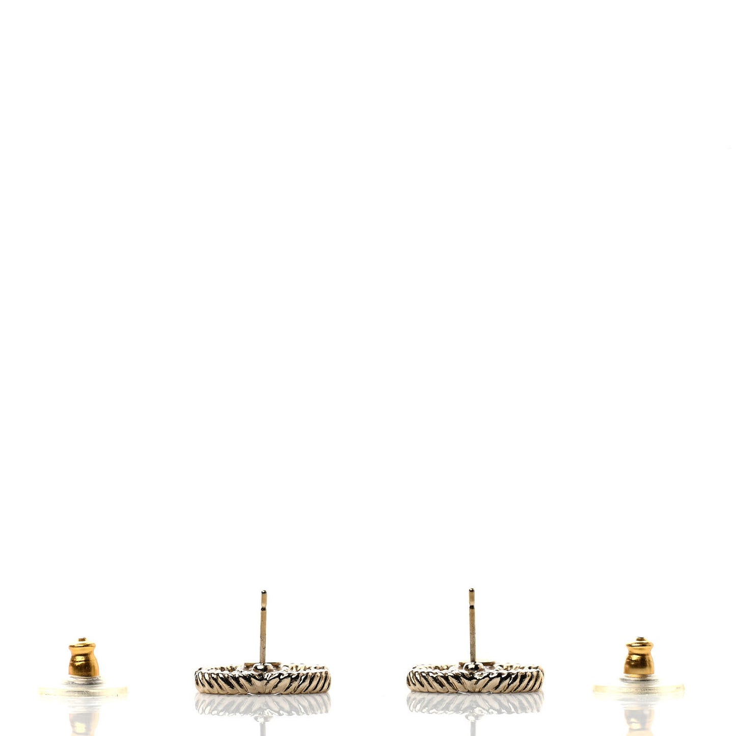Enamel CC Earrings Beige Gold