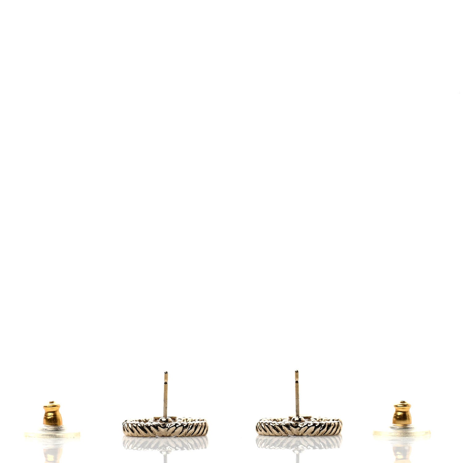 Chanel Enamel CC Earrings Beige Gold 3 of 4